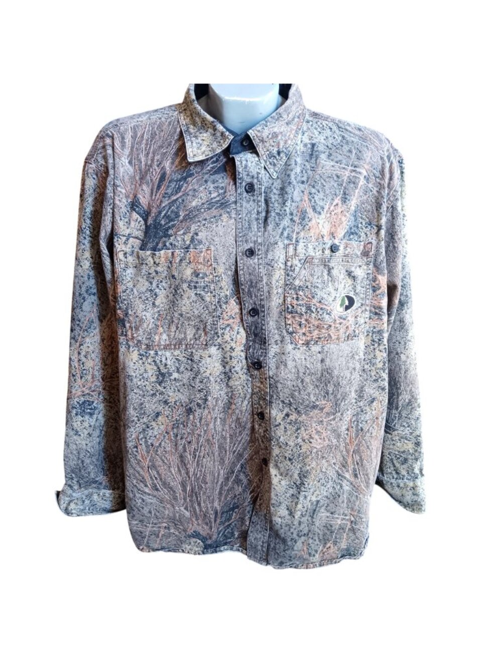 2XL Hunting Shirt Mossy Oak Pursuits Button-Up Camouflage Print Outdoor Wear